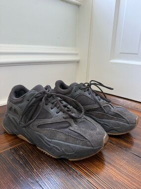 Black and gray Yeezy Boost 700 sneakers